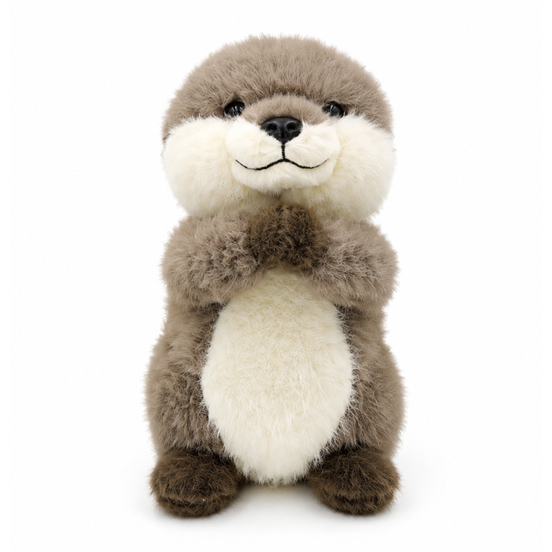 Brown Otter Plush Toy with Cream Belly and Long Tail