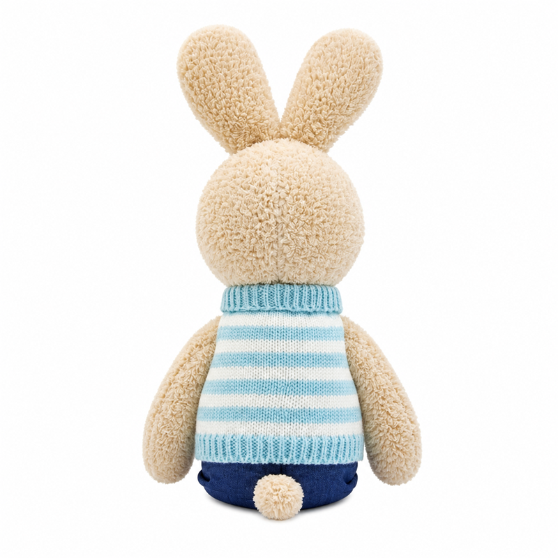 Beige Rabbit Plush Toy Blue Striped Sweater Children Gift Cute Doll Sleeping Pillow Stuffed Animal Toys