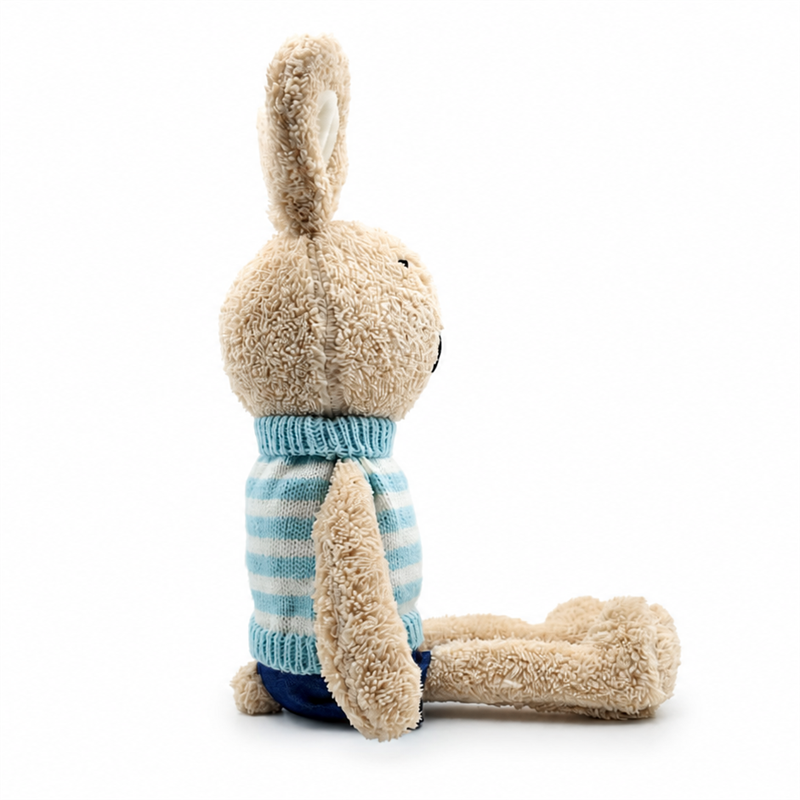 Beige Rabbit Plush Toy Blue Striped Sweater Children Gift Cute Doll Sleeping Pillow Stuffed Animal Toys