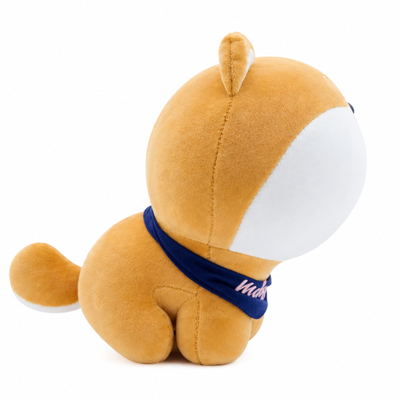 Big Head Orange Puppy Plush Toy with Navy Bib Children Gift Cute Doll Stuffed Animal Toy