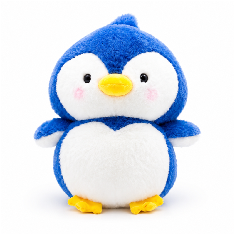 Cute Blue Penguin Plush Toy with White Belly and Yellow Feet for Kids Gifts