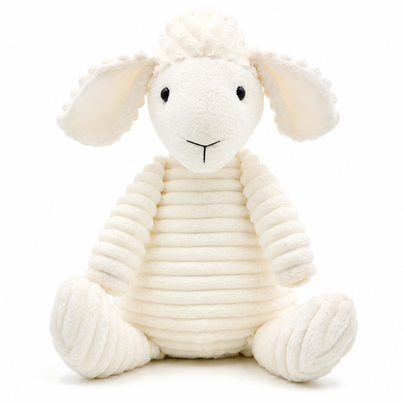 Cream Corduroy Sheep Plush Toy for Kids Gifts Cute Doll Stuffed Animal Toys