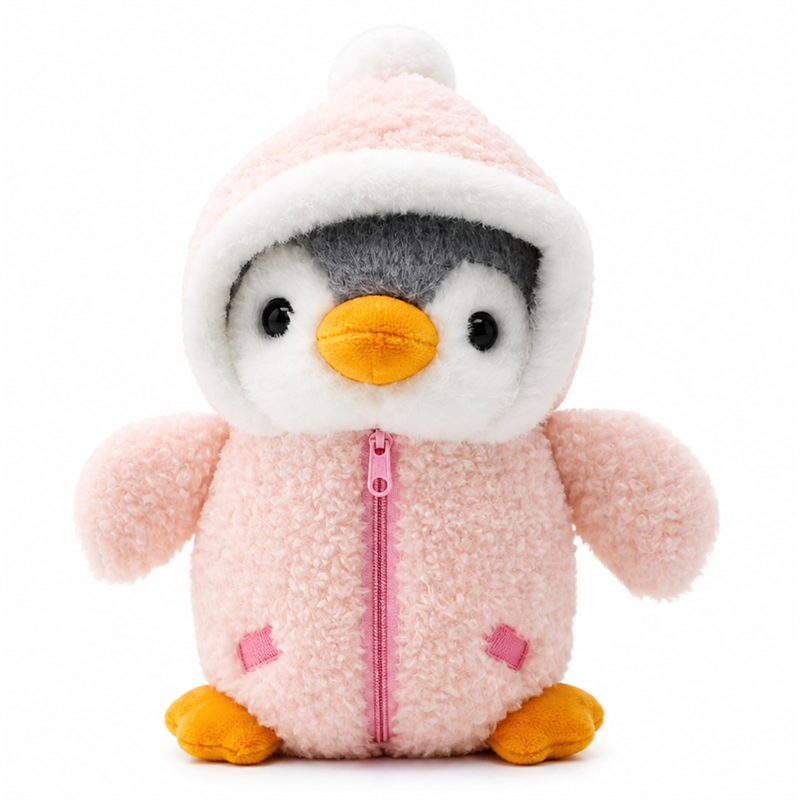 Cute Baby Penguin Plush Toy in Lovely Pink Costume