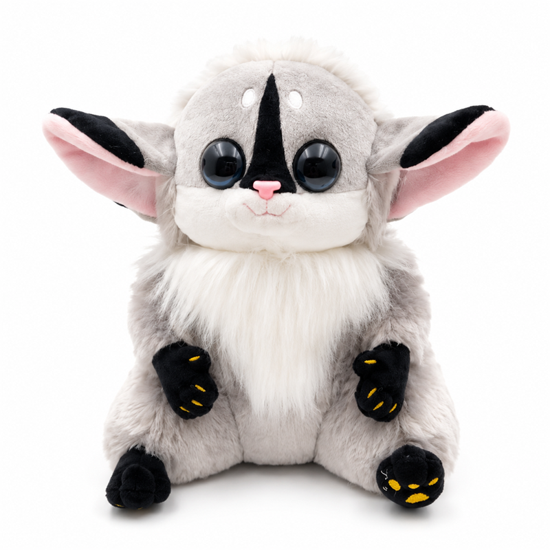 Gray Lemur Plush Toy with Pink Ears and White Tail Children Gift Cute Stuffed Animal Toy