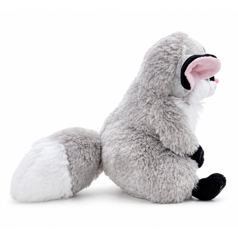 Gray Lemur Plush Toy with Pink Ears and White Tail Children Gift Cute Stuffed Animal Toy