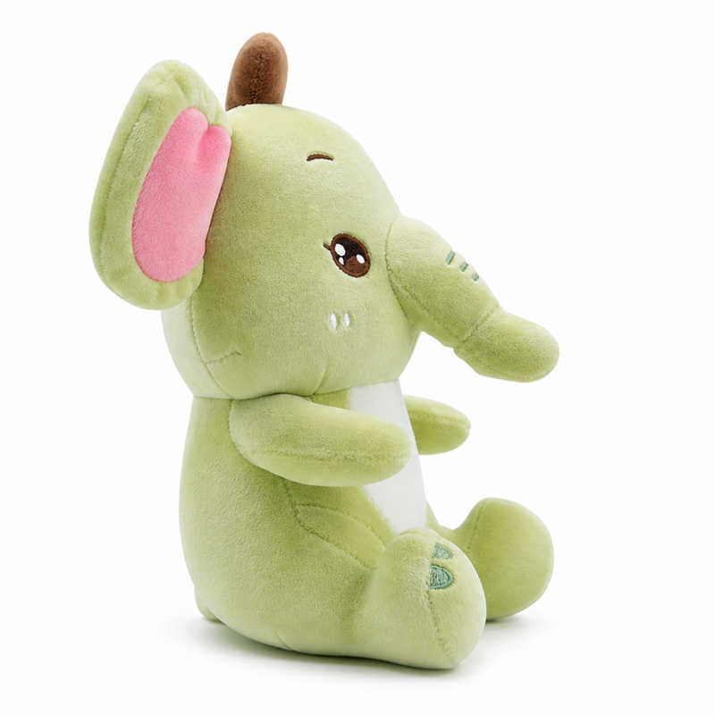 Green Elephant Plush Toy with Banana Embroidery Children Gift Cute Doll Sleeping Pillow Stuffed Animal Toys