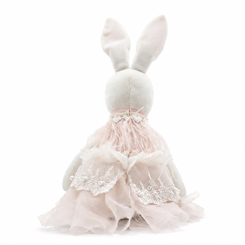 Long Leg Rabbit Plush Toy Pink Lace Dress Children Girl Gift Cute Doll Stuffed Animal Toys