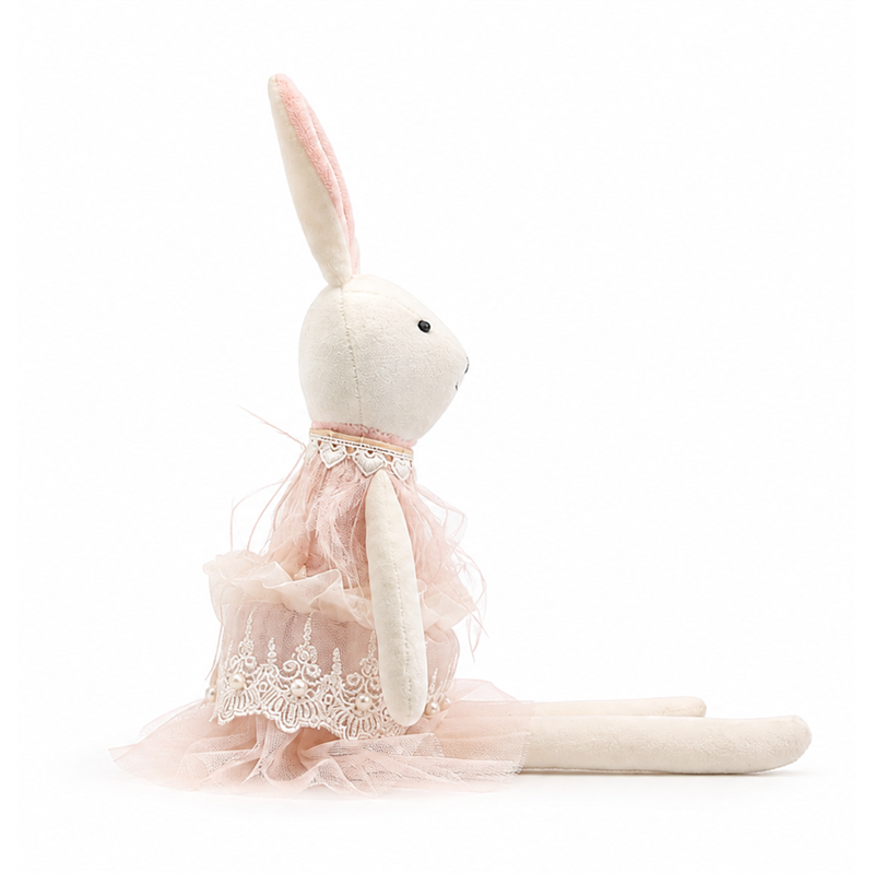 Long Leg Rabbit Plush Toy Pink Lace Dress Children Girl Gift Cute Doll Stuffed Animal Toys