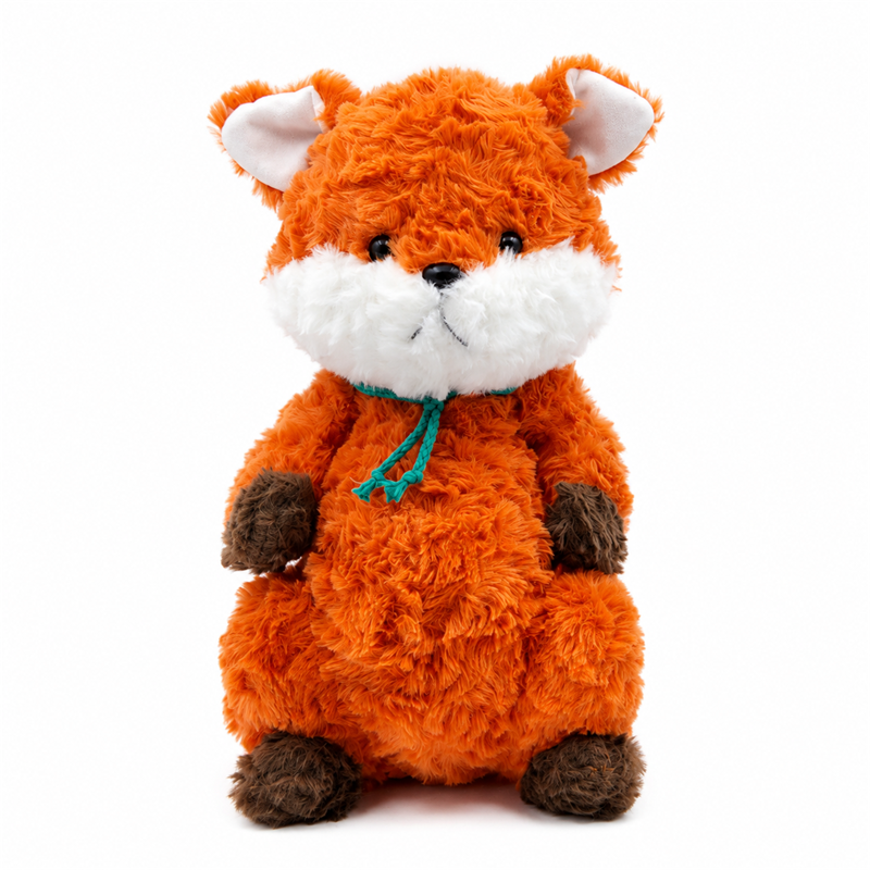 Orange Curly Fox Plush Toy with White Tail Children Gift Cute Stuffed Animal Toy