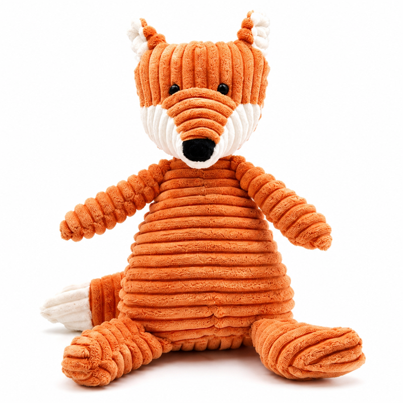 Orange Corduroy Fox Plush Toy for Kids Gifts Cute Doll Stuffed Animal Toys