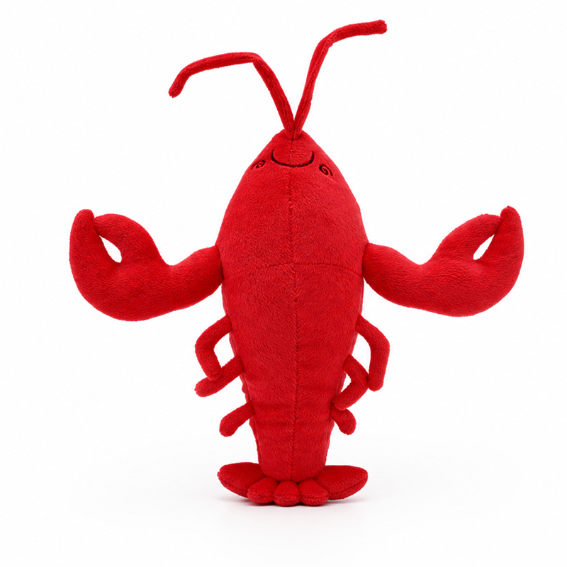 Red Lobster Plush Toy with Large Claws and Long Antennae