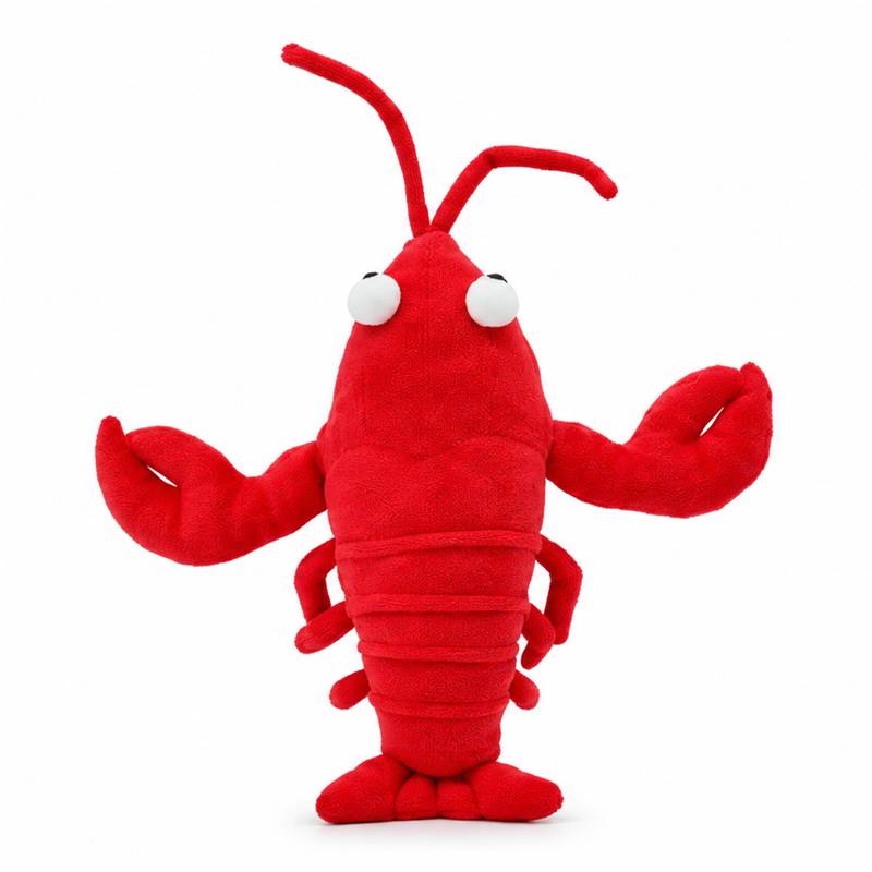 Red Lobster Plush Toy with Large Claws and Long Antennae