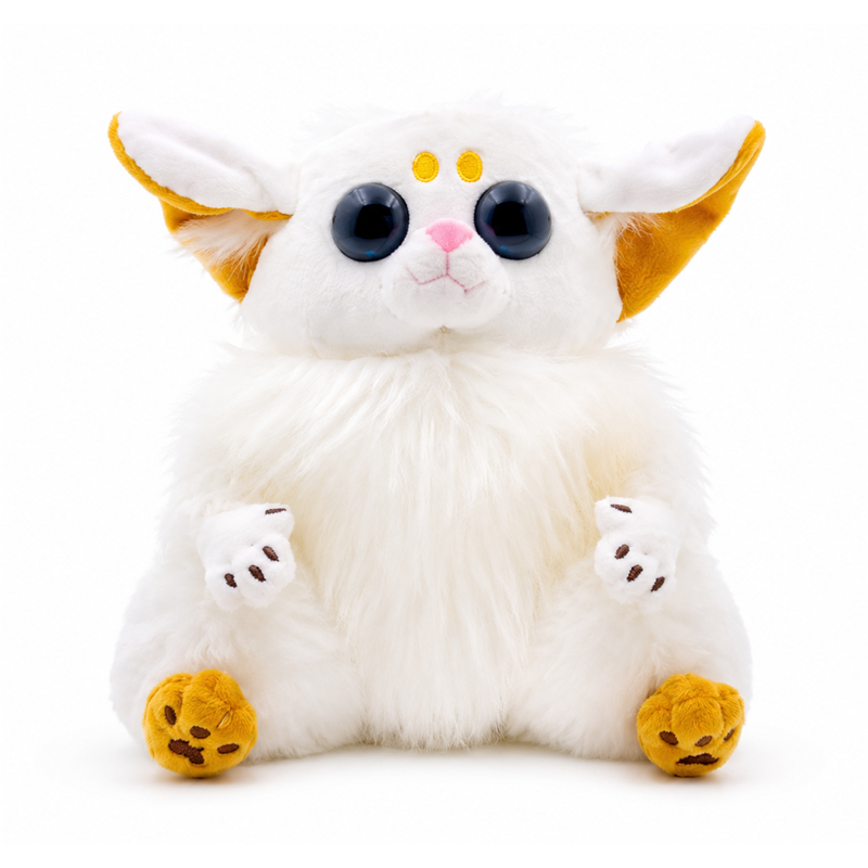 White Lemur Plush Toy with Golden Ears and Feet for Gifts Cute Stuffed Animal