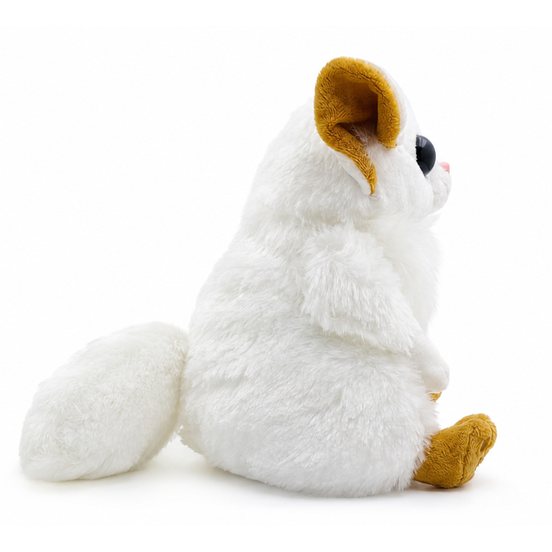 White Lemur Plush Toy with Golden Ears and Feet for Gifts Cute Stuffed Animal