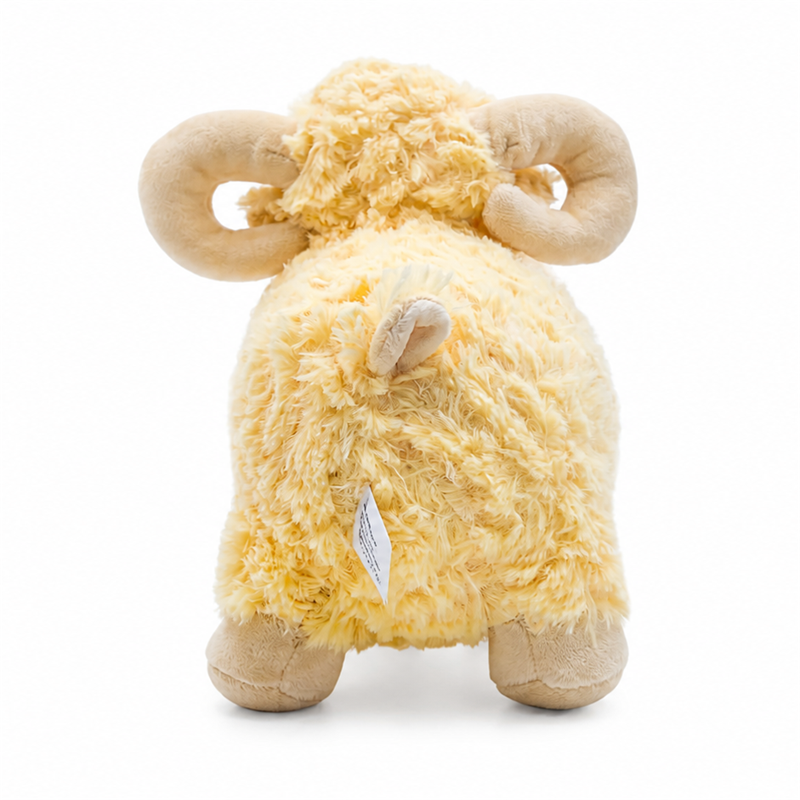 Yellow Plush Sheep Toy with Curled Horns Baby Gift Cute Doll Stuffed Animal Toys