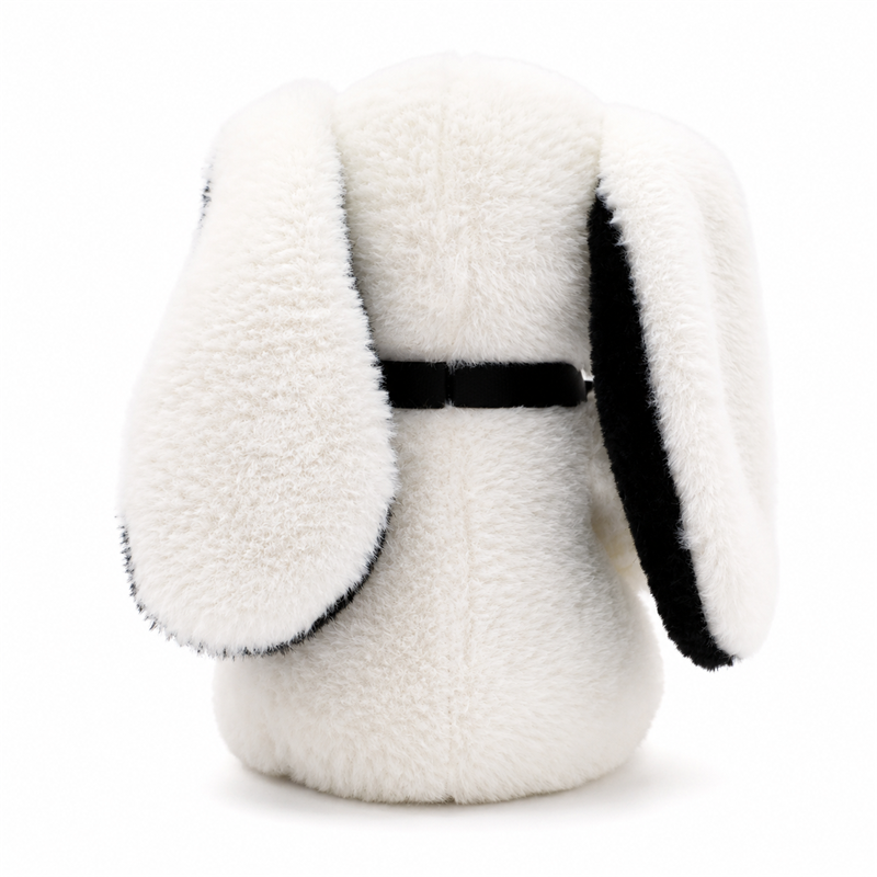 Gothic White Bunny Plush Toy with Black Ears and Red Heart Children Gift Cute Stuffed Animal Doll