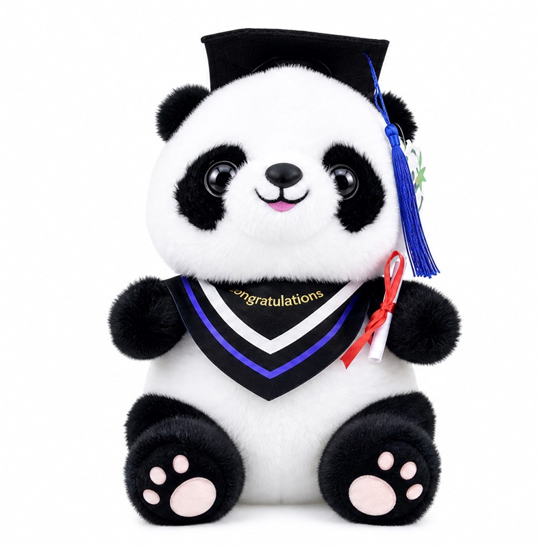 Graduation Panda Plush Toy with Academic Cap and Diploma Scroll Children Gift Cute Stuffed Animal Toy