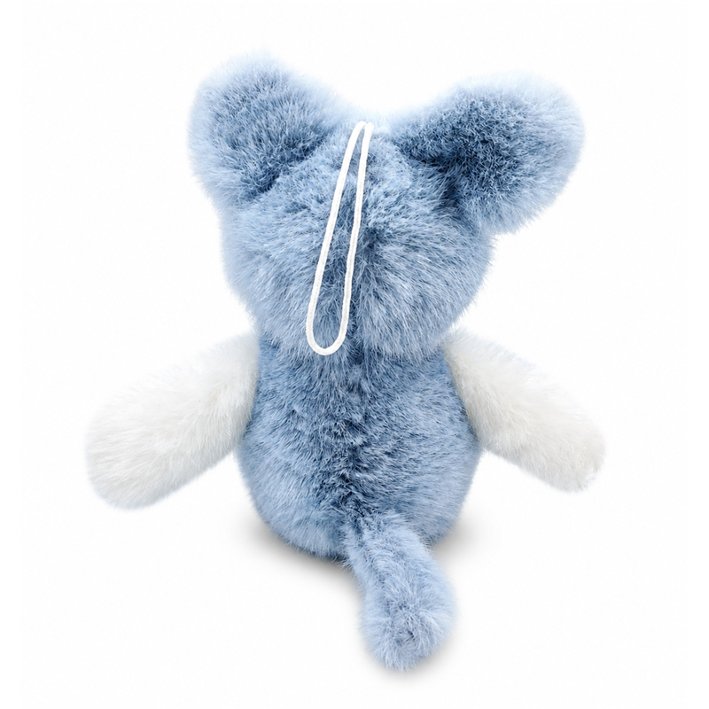 Blue Gray Mouse Plush Keychain with White Belly Children Gift Cute Stuffed Animal Charm