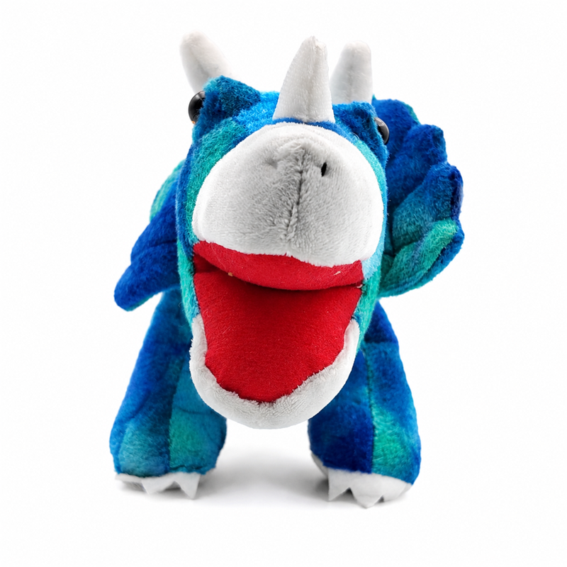 Blue Triceratops Dinosaur Plush Toy with White Horns Children Gift Cute Stuffed Animal Doll