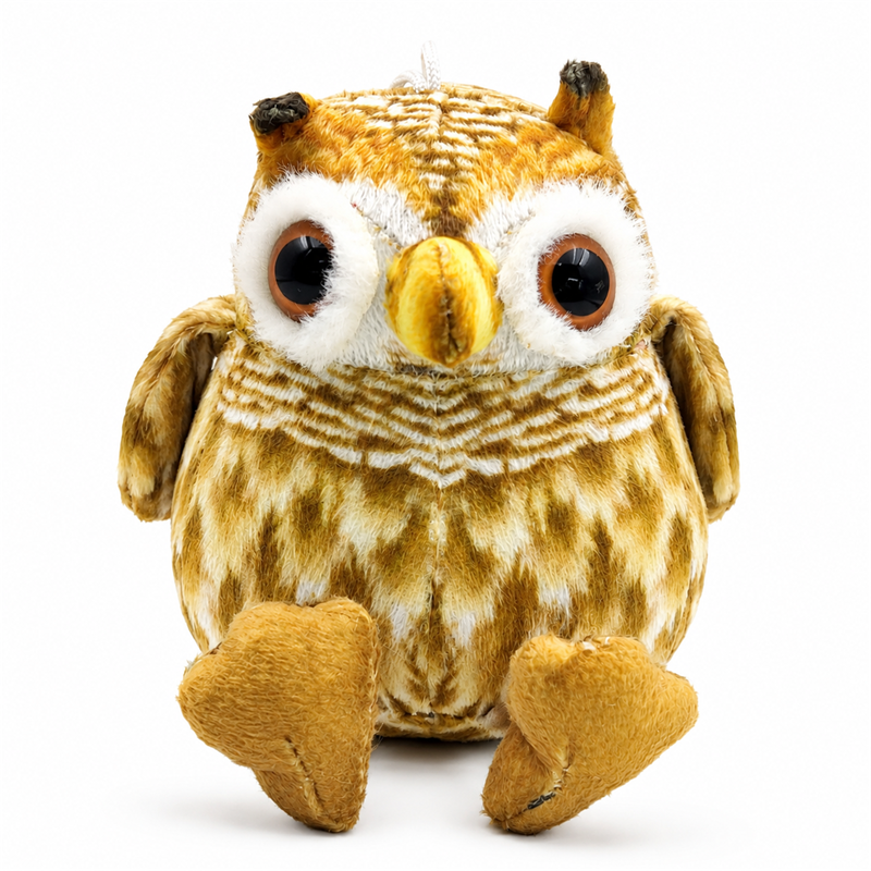 Brown Owl Plush Toy with Big Eyes and Hanging Loop Baby Gift Cute Stuffed Animal Doll