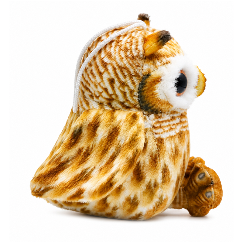 Brown Owl Plush Toy with Big Eyes and Hanging Loop Baby Gift Cute Stuffed Animal Doll