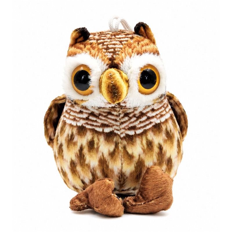 Brown Owl Plush Toy with Feather Pattern Baby Gift Cute Stuffed Animal Doll