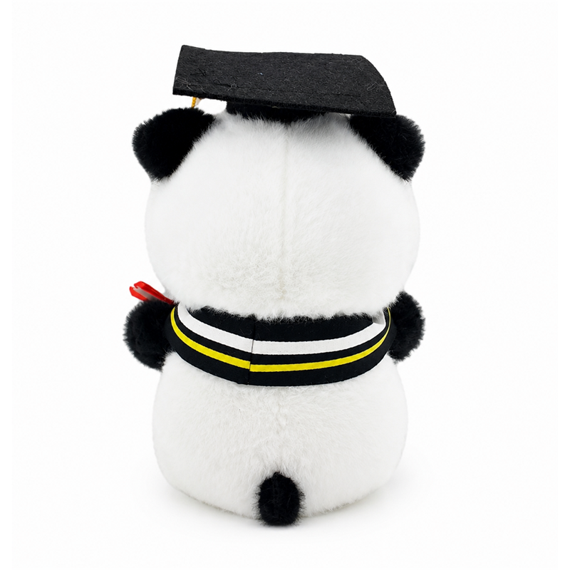 Graduation Panda Plush Toy with Black Cap and Diploma Scroll Children Gift Cute Stuffed Animal Doll