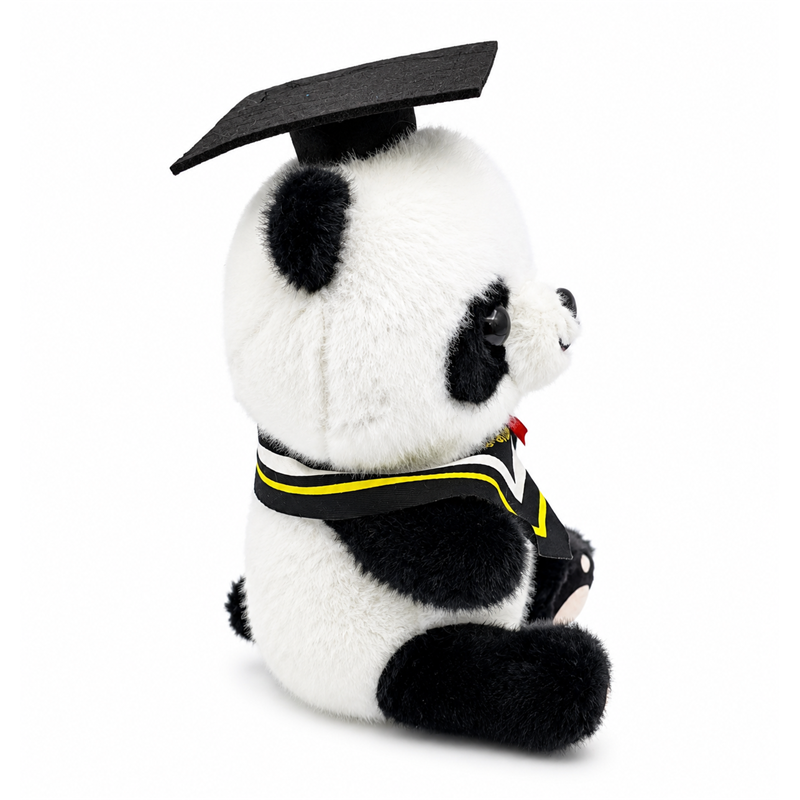 Graduation Panda Plush Toy with Black Cap and Diploma Scroll Children Gift Cute Stuffed Animal Doll