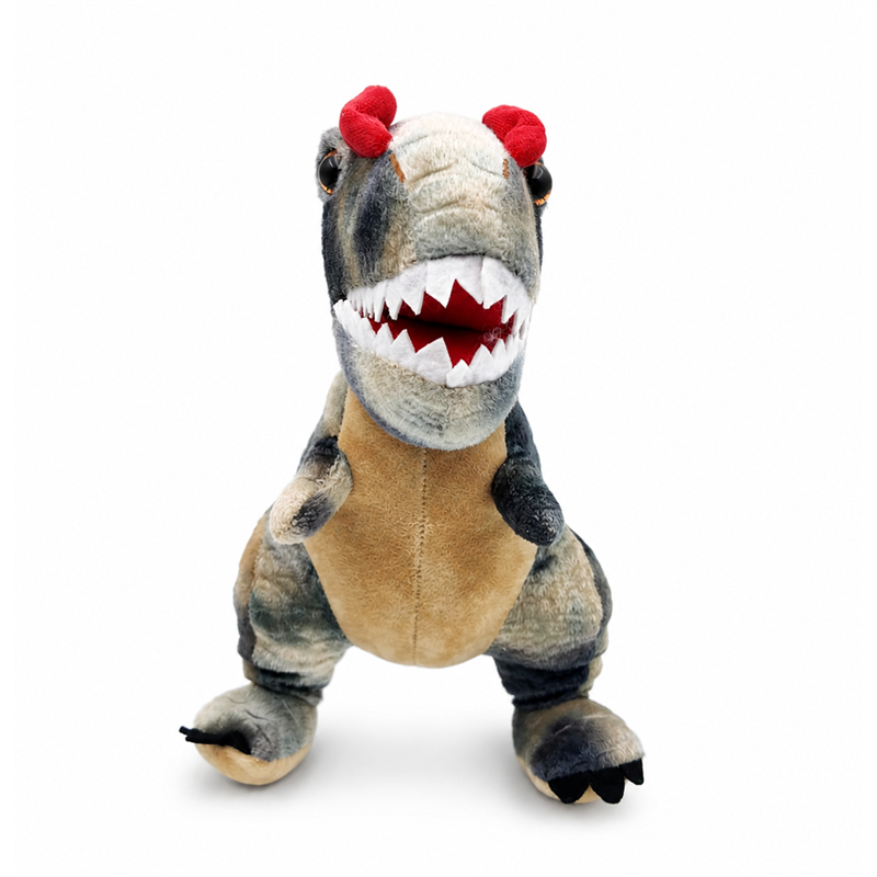 Gray T Rex Dinosaur Plush Toy with Red Crest Children Gift Cute Stuffed Animal Doll