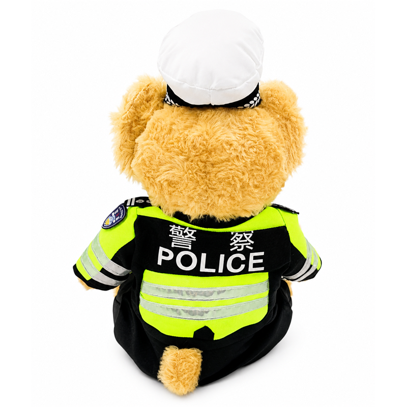 High Visibility Police Uniform Teddy Bear Plush Toy Children Gift Cute Stuffed Animal Doll