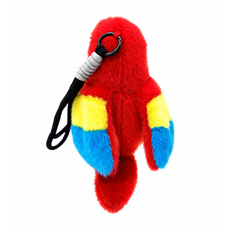 Red Parrot Plush Toy with Colorful Wings and Wrist Strap Children Gift Cute Stuffed Animal Doll