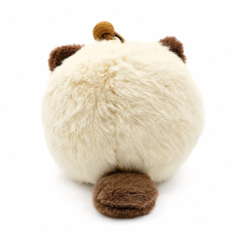 Round Panda Plush Keychain with Wrist Strap Baby Gift Cute Stuffed Animal Charm