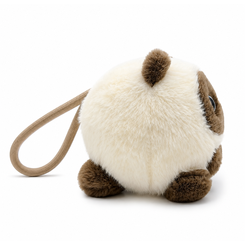 Round Panda Plush Keychain with Wrist Strap Baby Gift Cute Stuffed Animal Charm
