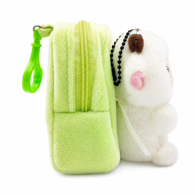 White Lamb Plush Backpack with Green Bag Baby Gift Cute Stuffed Animal Doll