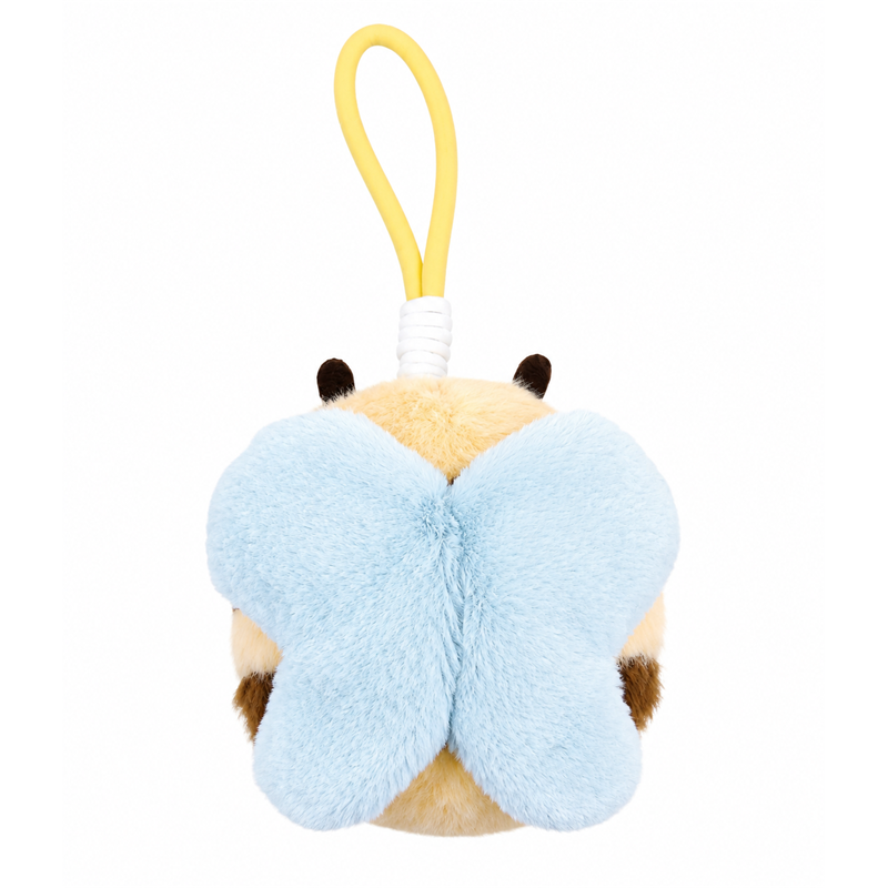 Yellow Bee Plush Keychain with Blue Wings Children Gift Cute Stuffed Animal Charm